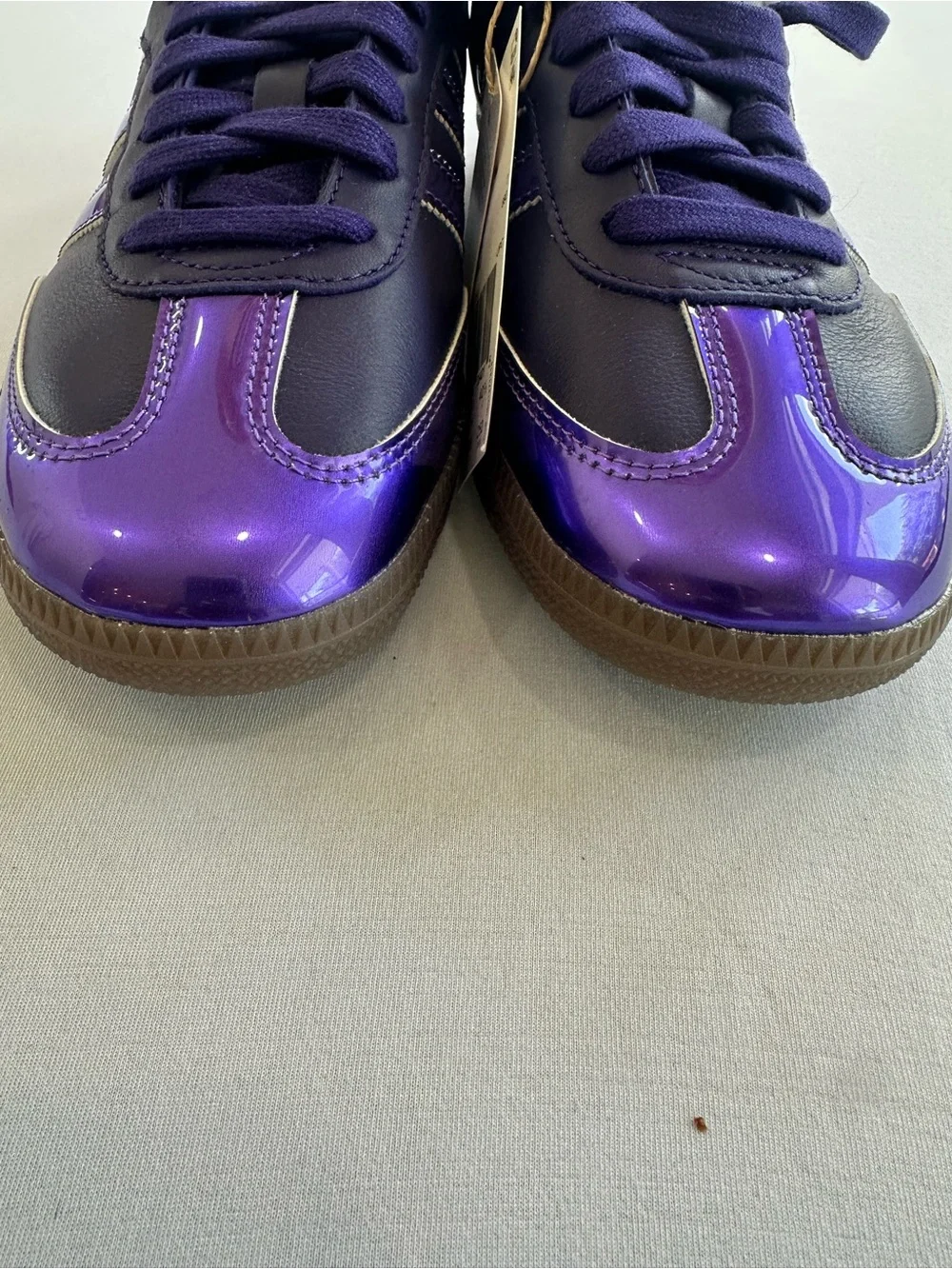 NEW adidas Samba Purple on Purple w/ Gold Trim low cut lace up Sneakers Size 8.5